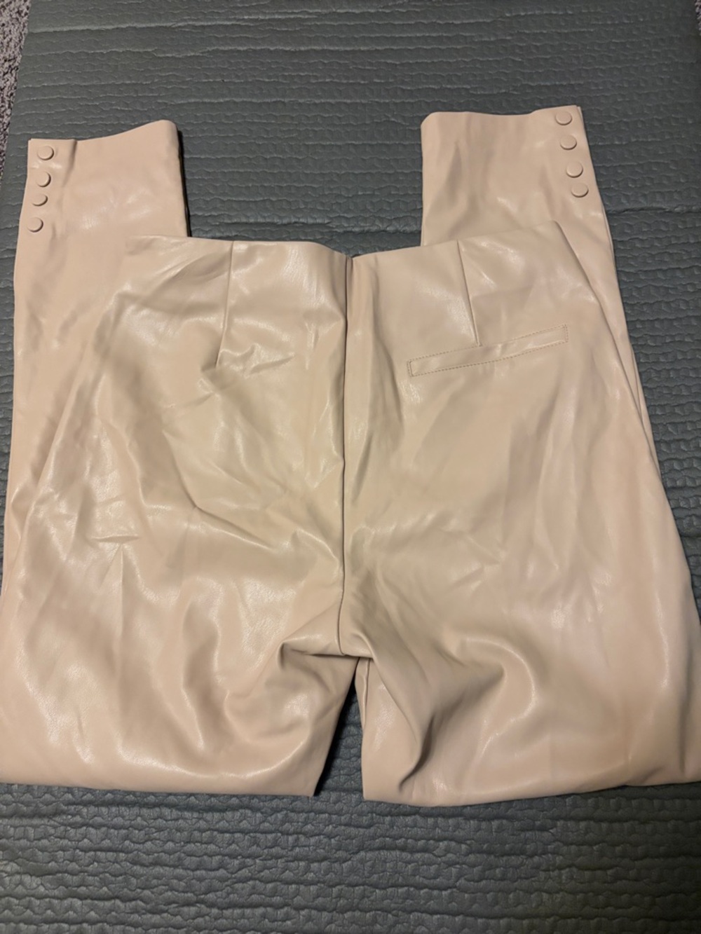 Mango Beige Faux Leather Straight-Leg Pants - Picture 2 of 8